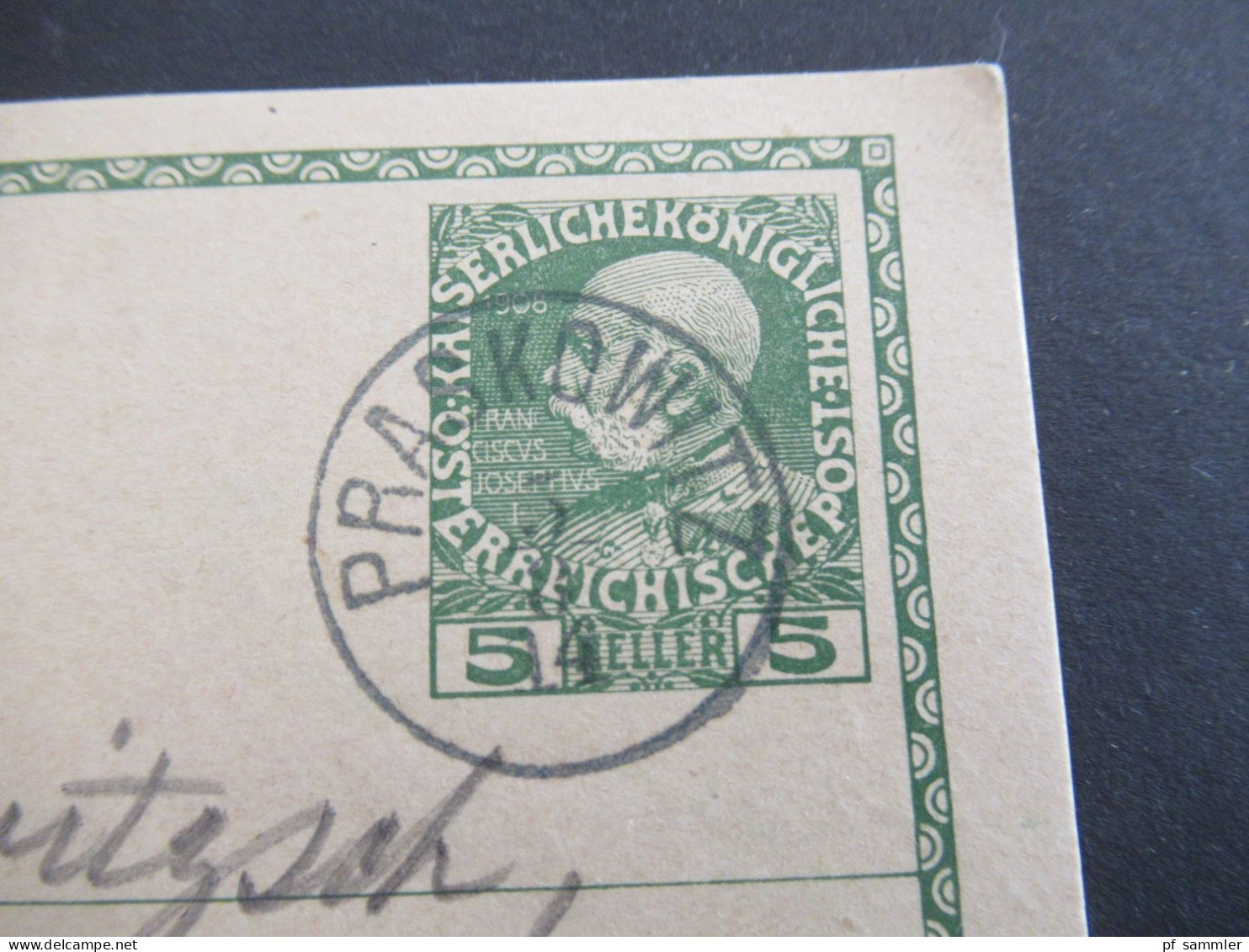 1914 Österreich / Tschechien GAnzsache 5 Heller Stempel K1 Praskowitz Heute Prackovice Nad Labem Nach Dresden Gesendet - Briefkaarten