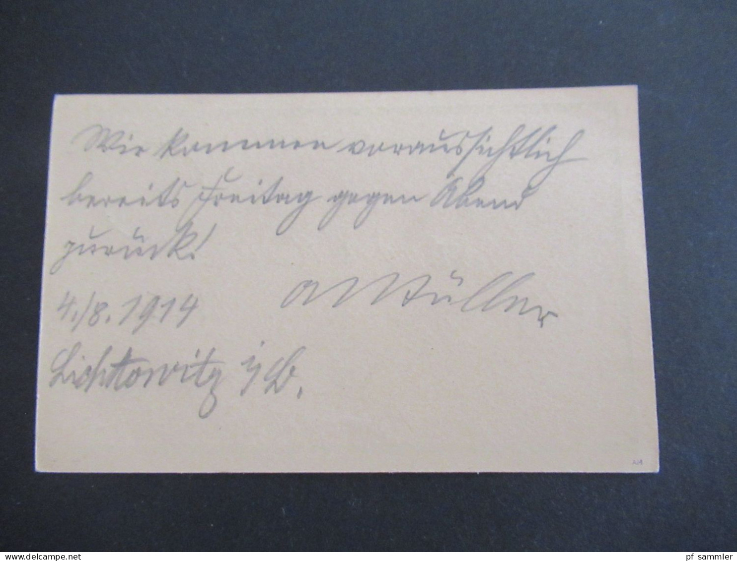 1914 Österreich / Tschechien GAnzsache 5 Heller Stempel K1 Praskowitz Heute Prackovice Nad Labem Nach Dresden Gesendet - Briefkaarten