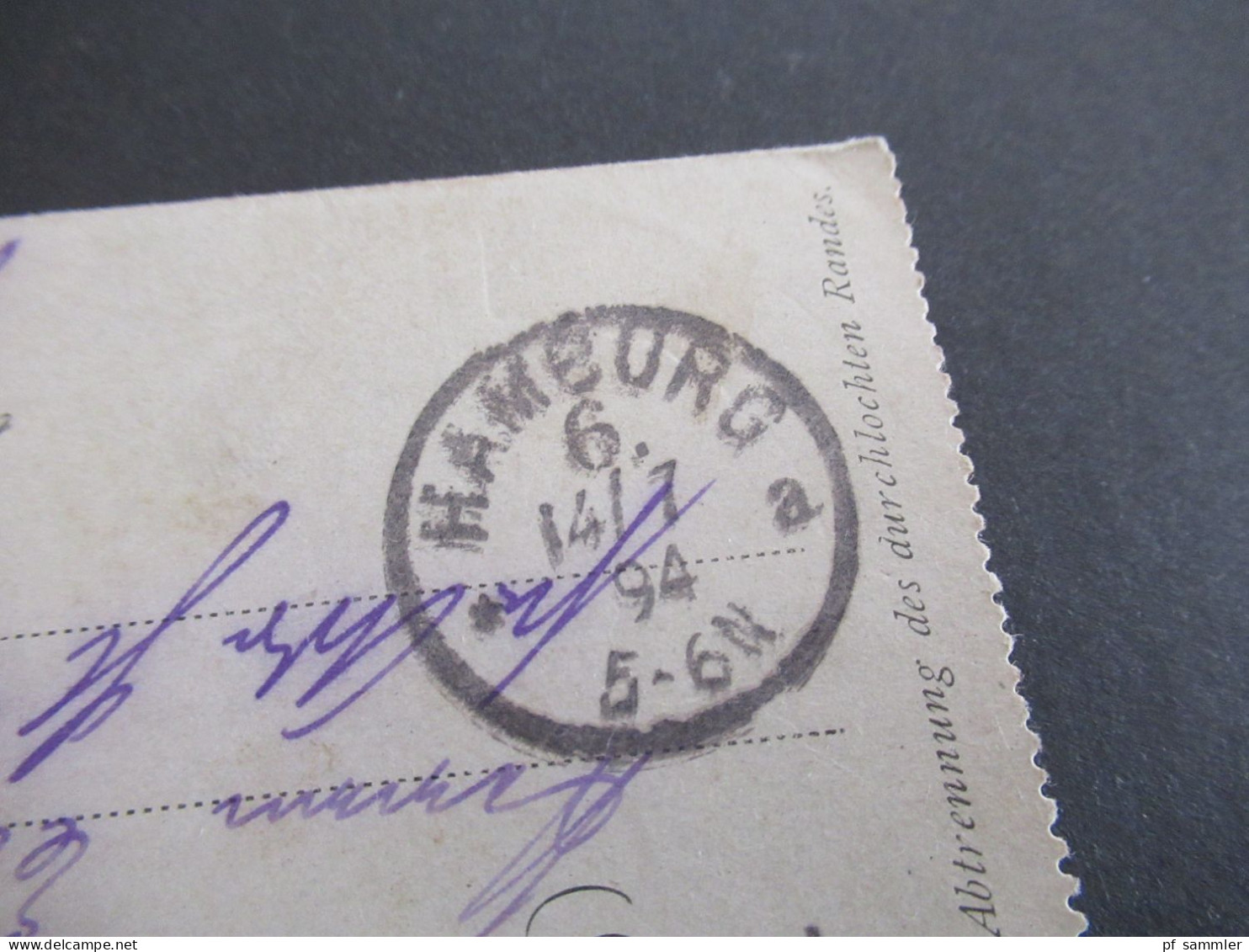 1914 Österreich / Tschechien Kartenbrief 5 Kreuzer Strichstempel Karlsbad Stadt 7 Nach Hamburg Gesendet Mit Ank. Stempel - Carte-Lettere