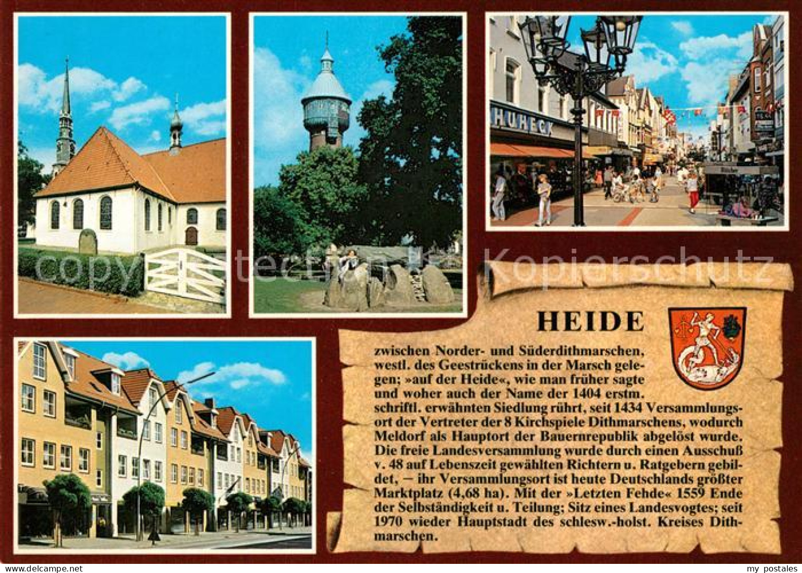 73192630 Heide Holstein St.-Juergen-Kirche Markt Wasserturm Huenengrab Heide Hol - Heide