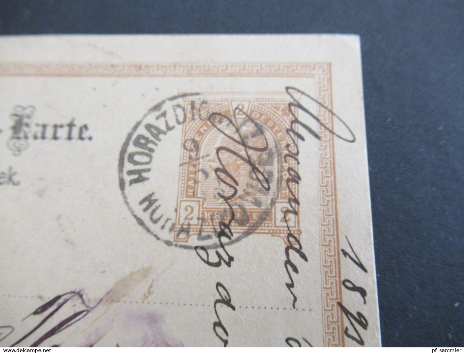 1893 Österreich / Tschechien GA 2 Kreuzer Stempel Horazdovice Horaschdowitz Horazdiowitz Und Ank. K1 Hamburg - Briefkaarten