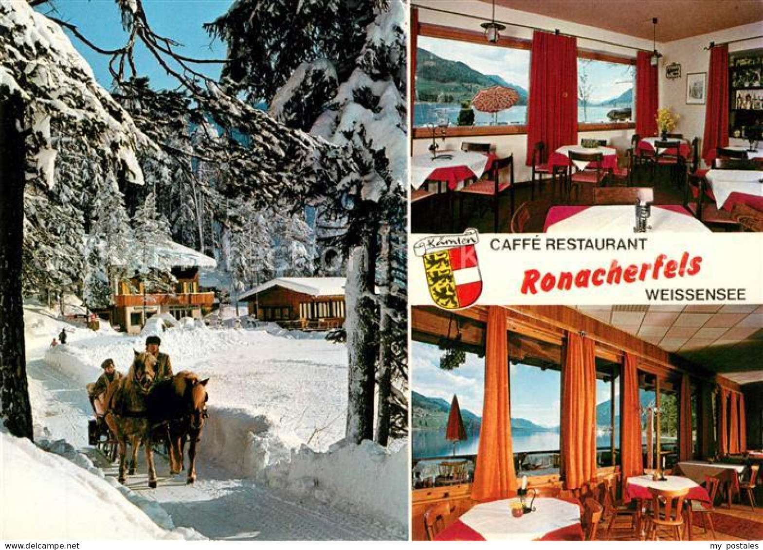 73184168 Weissensee Kaernten Cafe Restaurant Ronacherfels Pferdeschlitten Weisse - Weissensee