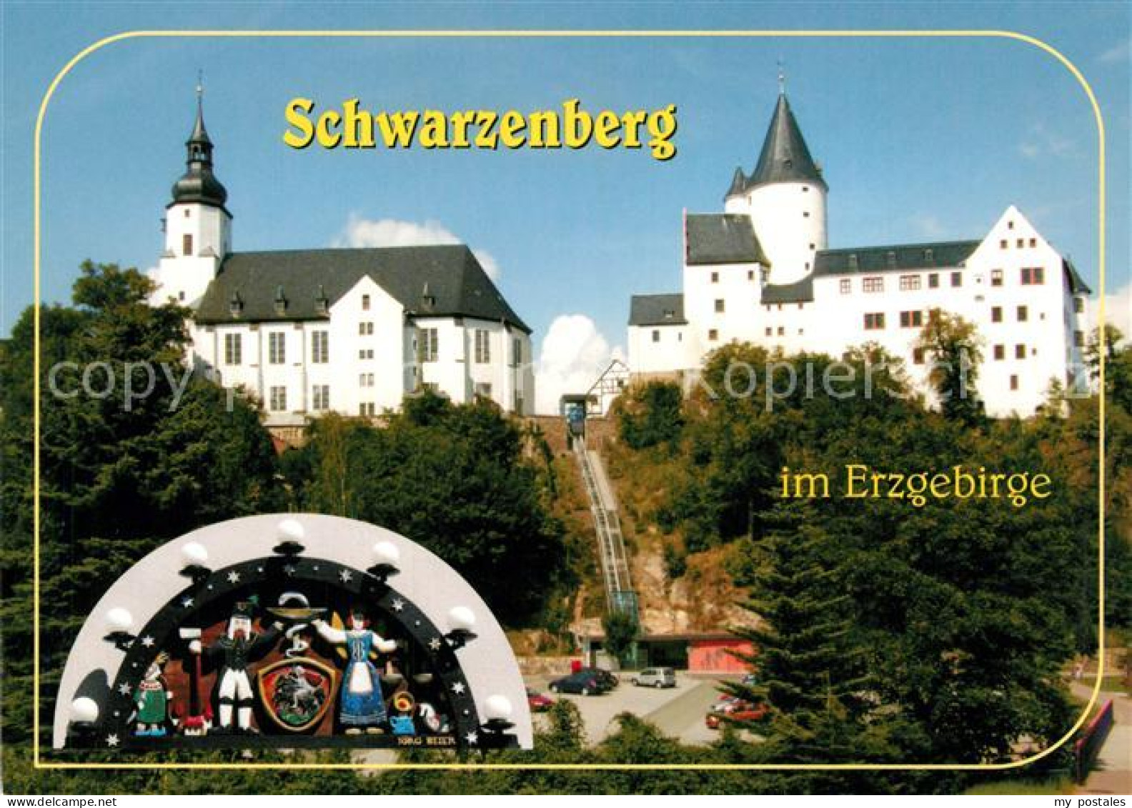 73183172 Schwarzenberg Erzgebirge St Georgen Kirche Und Schloss Schwibbogen Schw - Schwarzenberg (Erzgeb.)