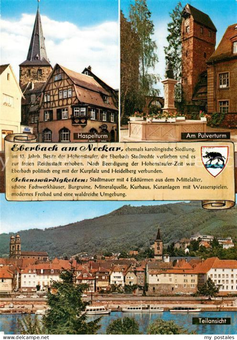 73183139 Eberbach Neckar Haspelturm Pulverturm Brunnen Blick Ueber Den Neckar Eb - Eberbach