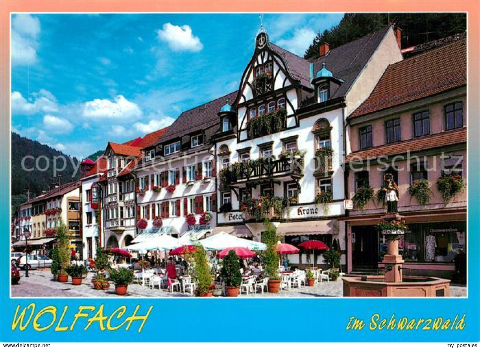 73183097 Wolfach Hauptstrasse Strassencafes Brunnen Wolfach - Wolfach