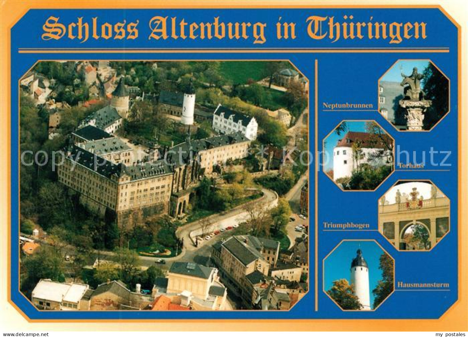 73183078 Altenburg Thueringen Schloss Fliegeraufnahme Neptunbrunnen Torhaus Triu - Altenburg
