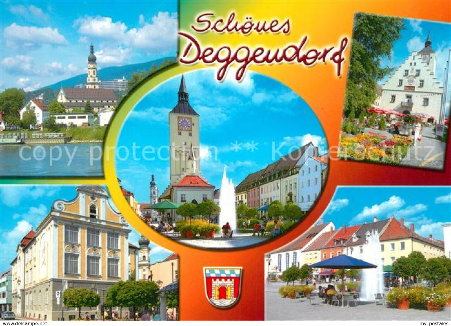 73183044 Deggendorf Donau Blick Ueber Die Donau Marktplatz Fontaene Kirche Ratha - Deggendorf