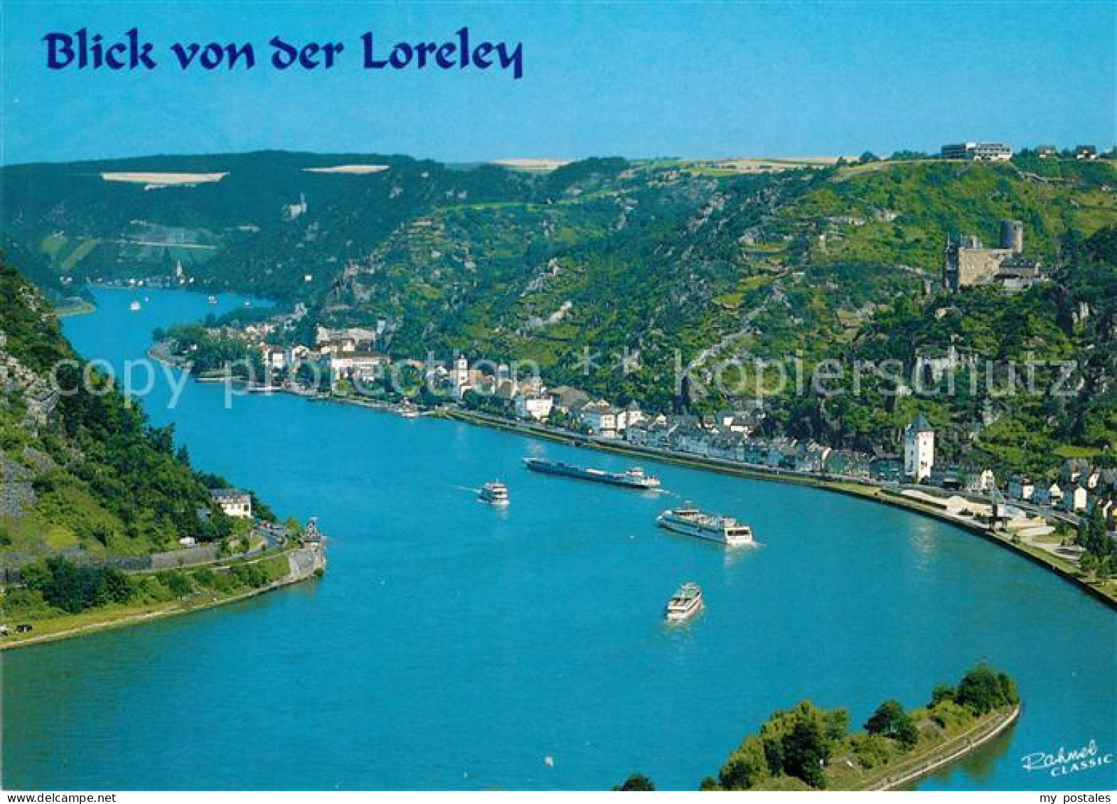 73183002 St Goarshausen Panorama Blick Von Der Lorely Burg Katz Rheinschifffahrt - Loreley