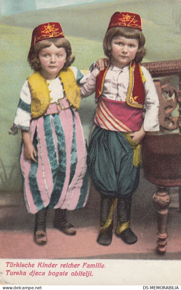 Bosnia - Bosnian Muslim Children In Traditional Costume Ca.1910 - Bosnie-Herzegovine