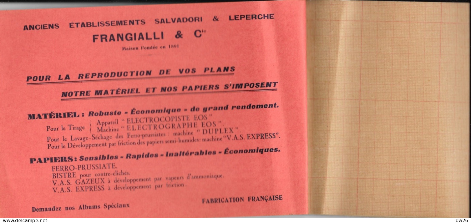 Papeterie, Papiers à Calquer, à Dessin Frangialli & Cie (Ex. Et. Salvadori & Leperche, Paris) Carnet D'échantillons - Drukkerij & Papieren