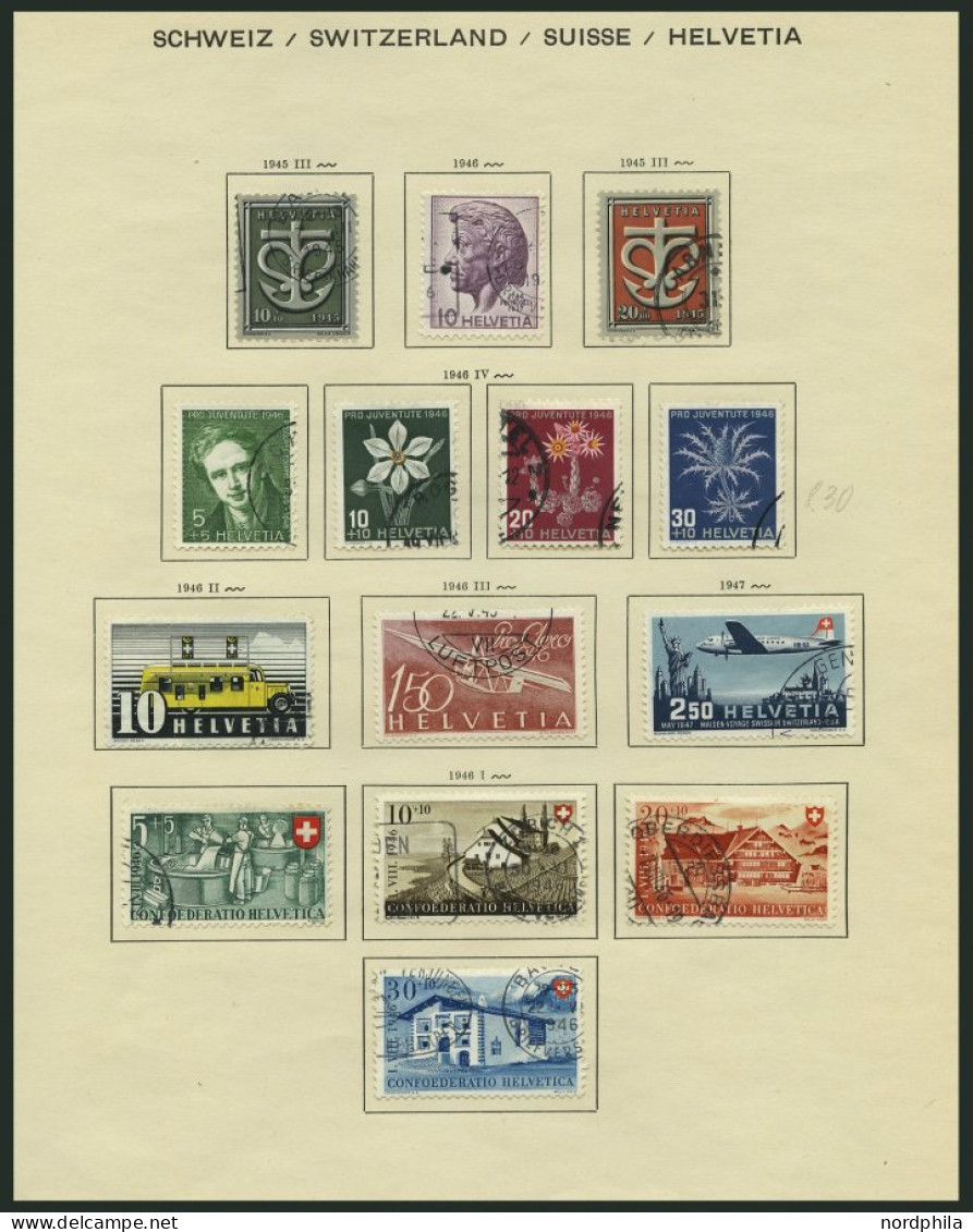 SAMMLUNGEN O, Gestempelter Sammlungsteil Schweiz Von 1931-69 Auf Schaubek Seiten, Meist Prachterhaltung, Mi. Ca. 2000.- - Lotes/Colecciones