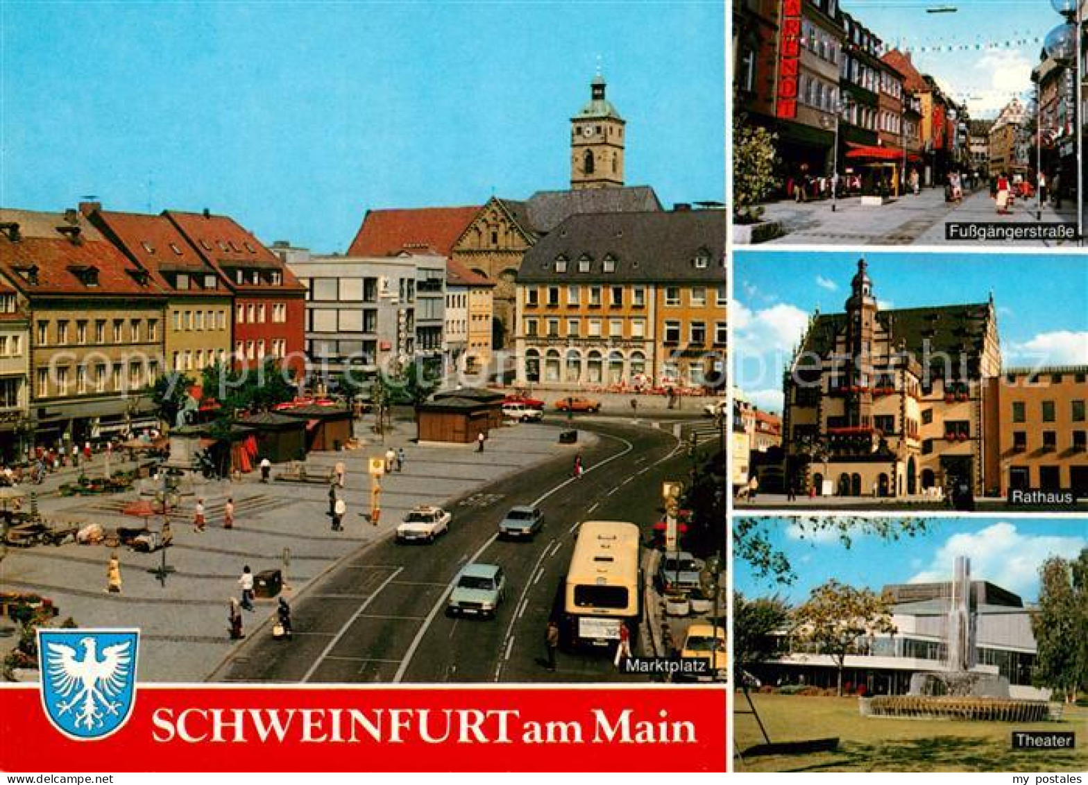 73182503 Schweinfurt Marktplatz Fussgaengerzone Rathaus Theater Brunnen Schweinf - Schweinfurt