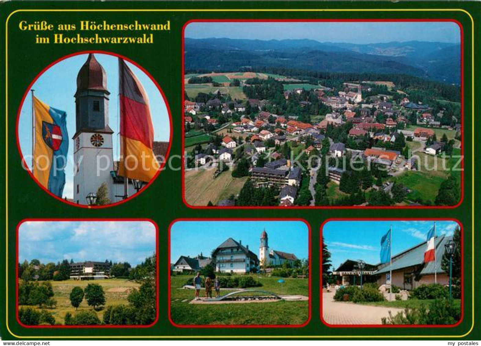 73182069 Hoechenschwand Kurort Hochschwarzwald Fliegeraufnahme Kirchturm Fahnen  - Höchenschwand
