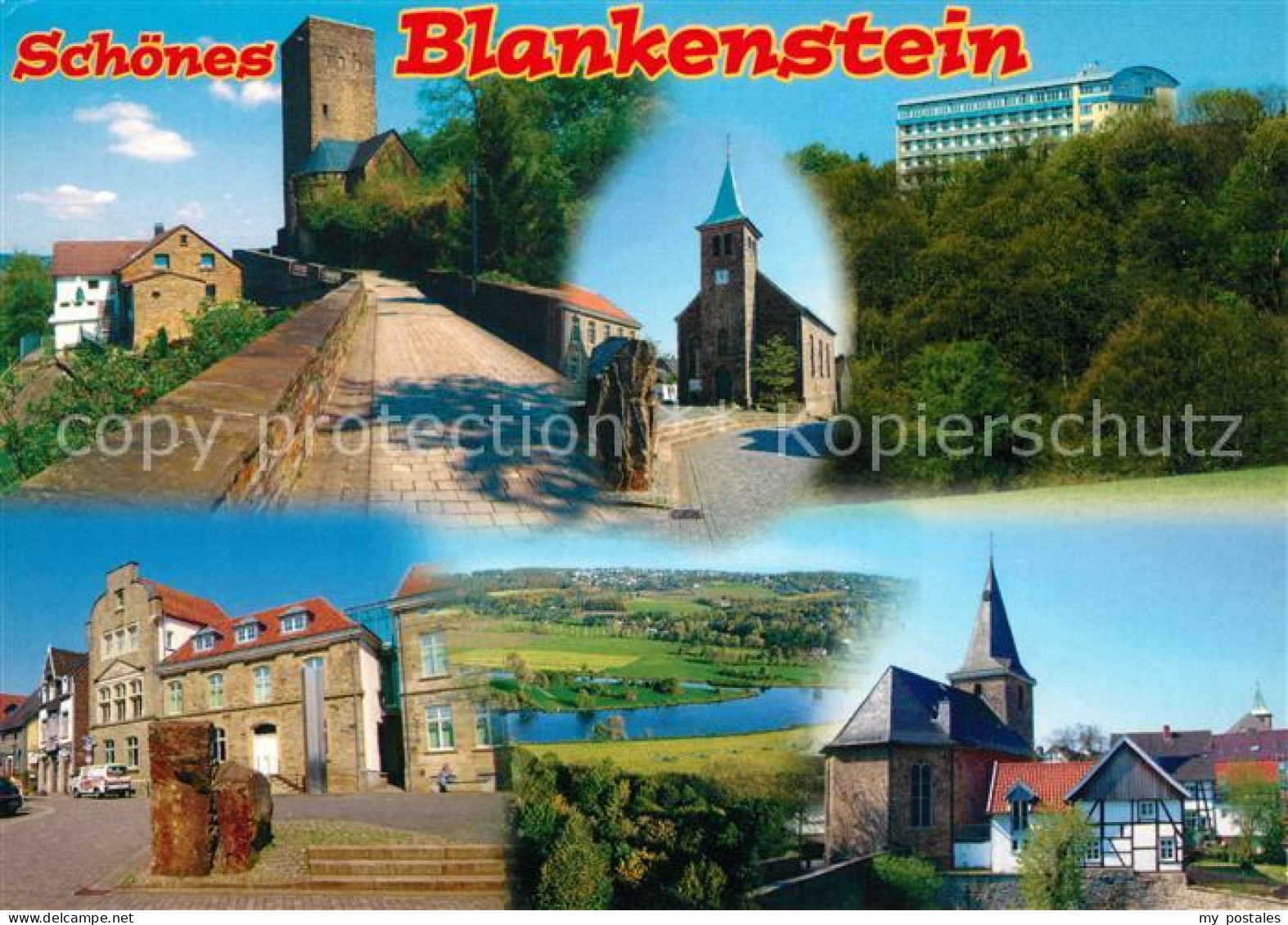 73181792 Blankenstein Ruhr Burg Turm Stadtmauer Kirche Platz Landschaftspanorama - Hattingen