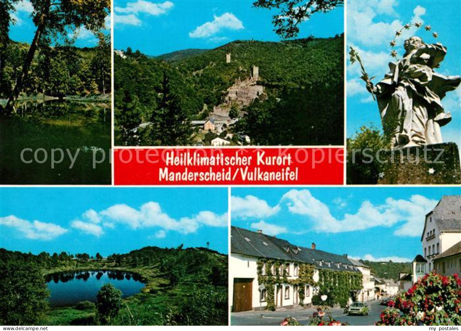 73181681 Manderscheid Eifel Ober Niederburg Maar Stadtansicht Statue Manderschei - Manderscheid