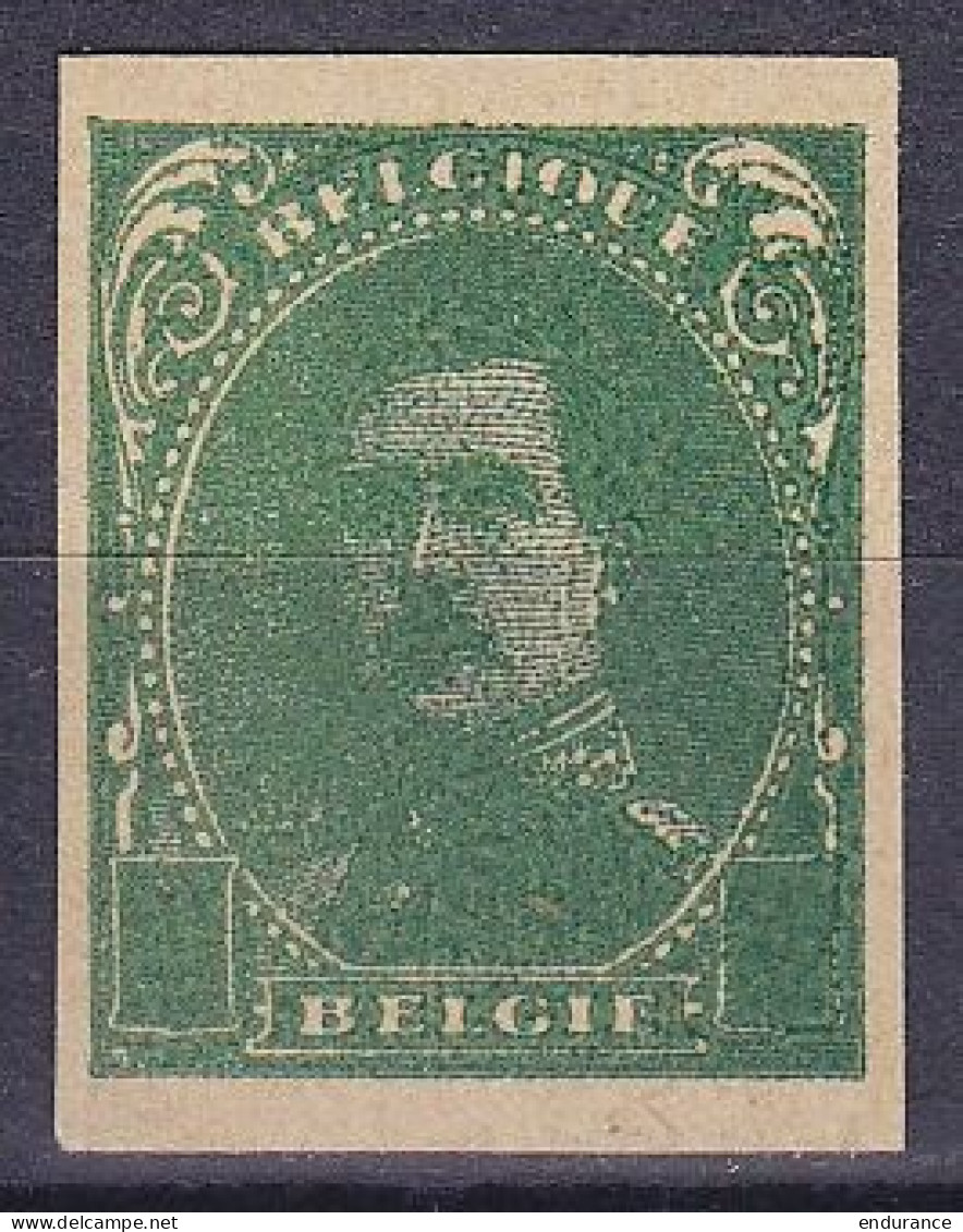 Albert 1e (1915) Epreuve En Vert, Impression Typo Sur Papier Mince Sans Valeur Faciale (fond Plein De La Même Couleur) ( - 1714-1794 (Pays-Bas Autrichiens)