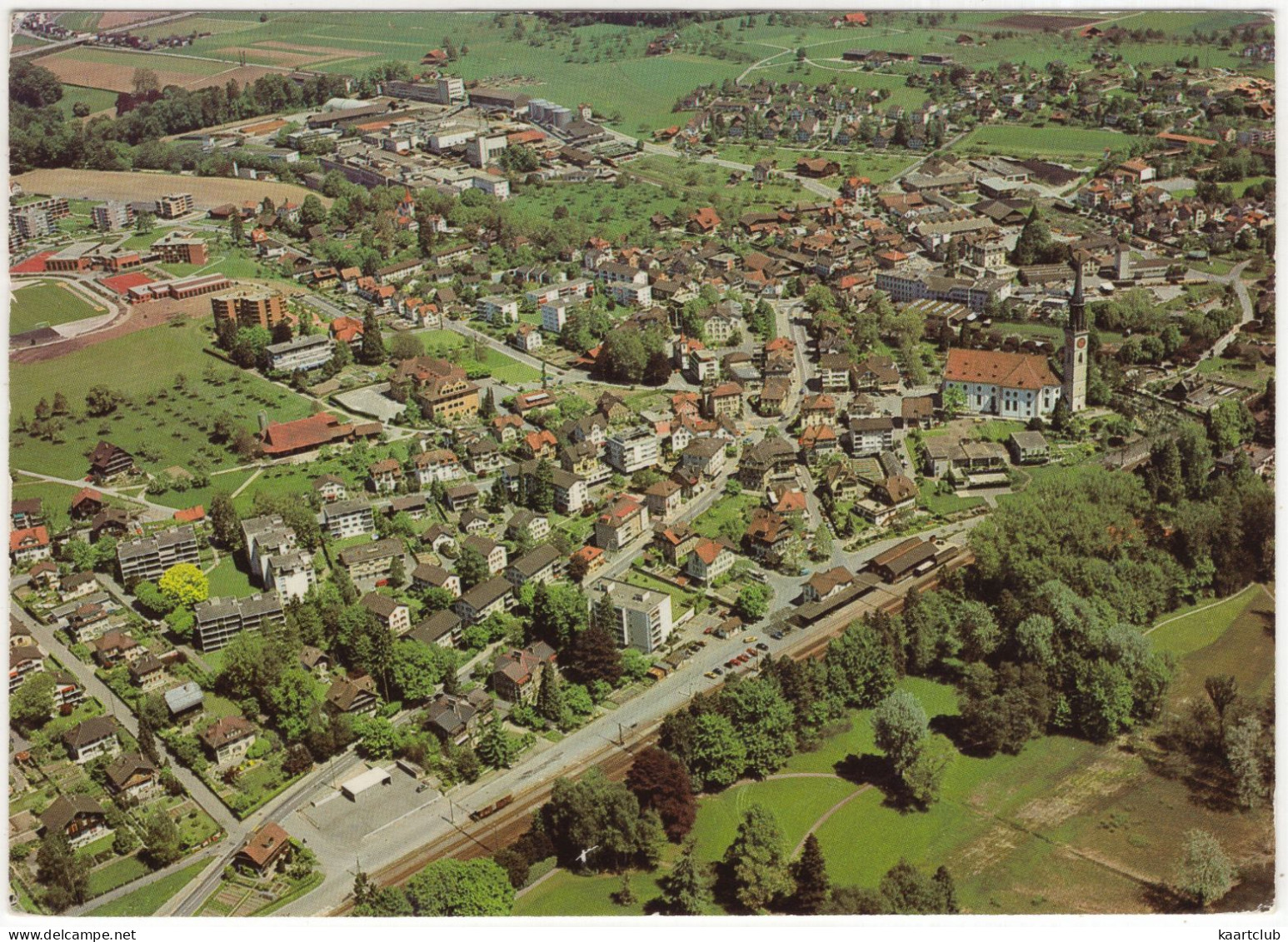 Cham - Flugaufnahme - (Suisse/Schweiz)  - Bahnhof/Gare/Station - Cham