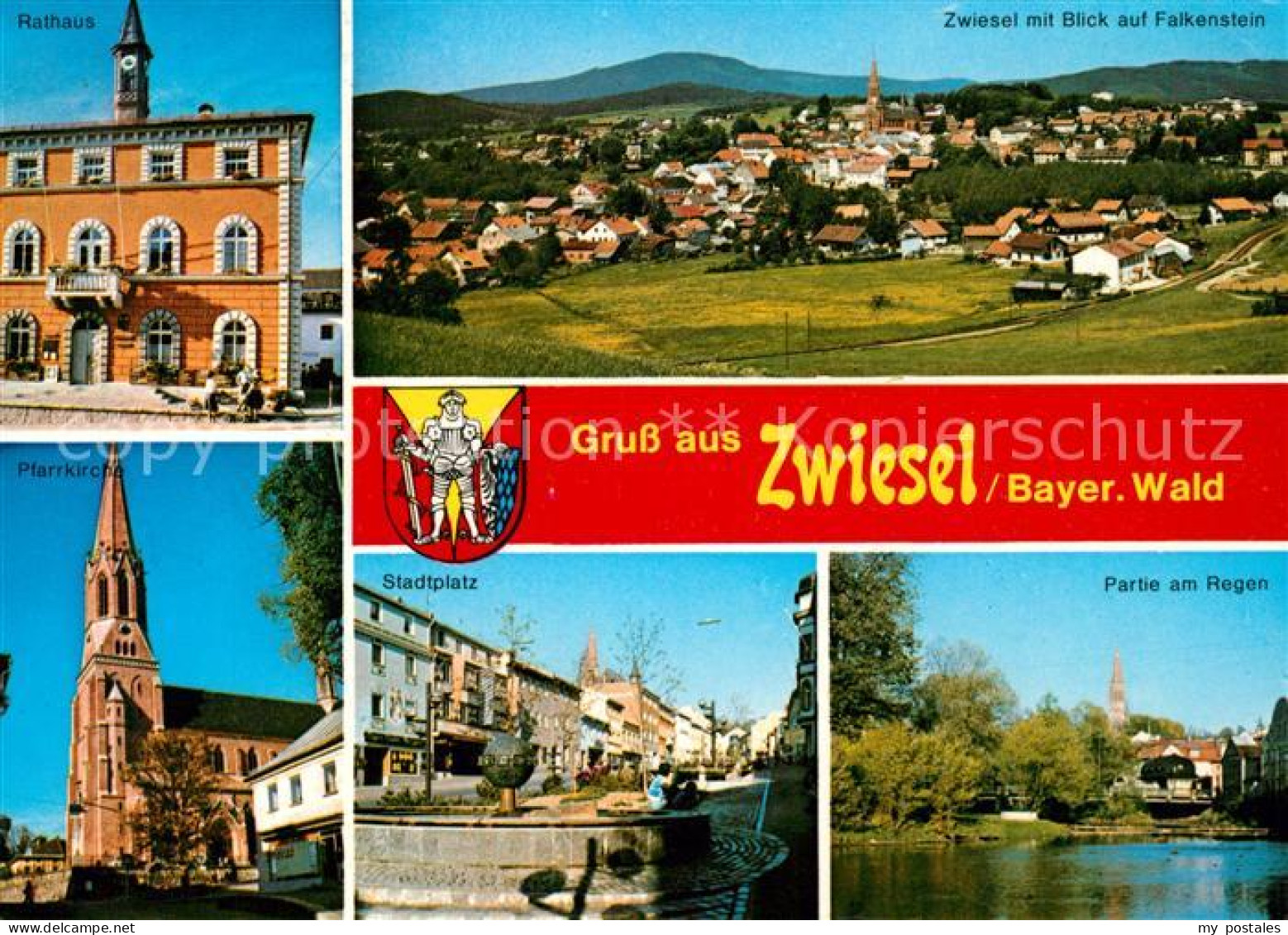 73181133 Zwiesel Niederbayern Stadtplatz Pfarrkirche Rathaus  Zwiesel Niederbaye - Zwiesel