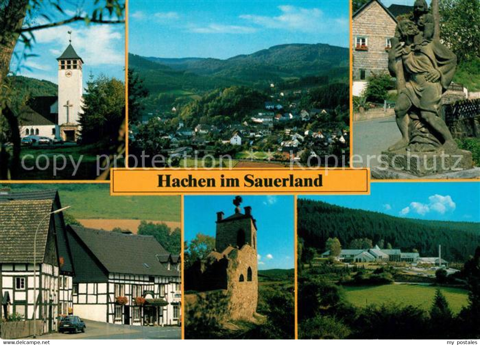 73180999 Hachen Sauerland Kirche Panorama Denkmal Fachwerkhaeuser Ruine Hachen S - Sundern
