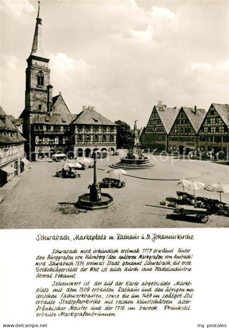 73180950 Schwabach Marktplatz Und Rathaus Mit St Johanneskirche Schwabach - Schwabach