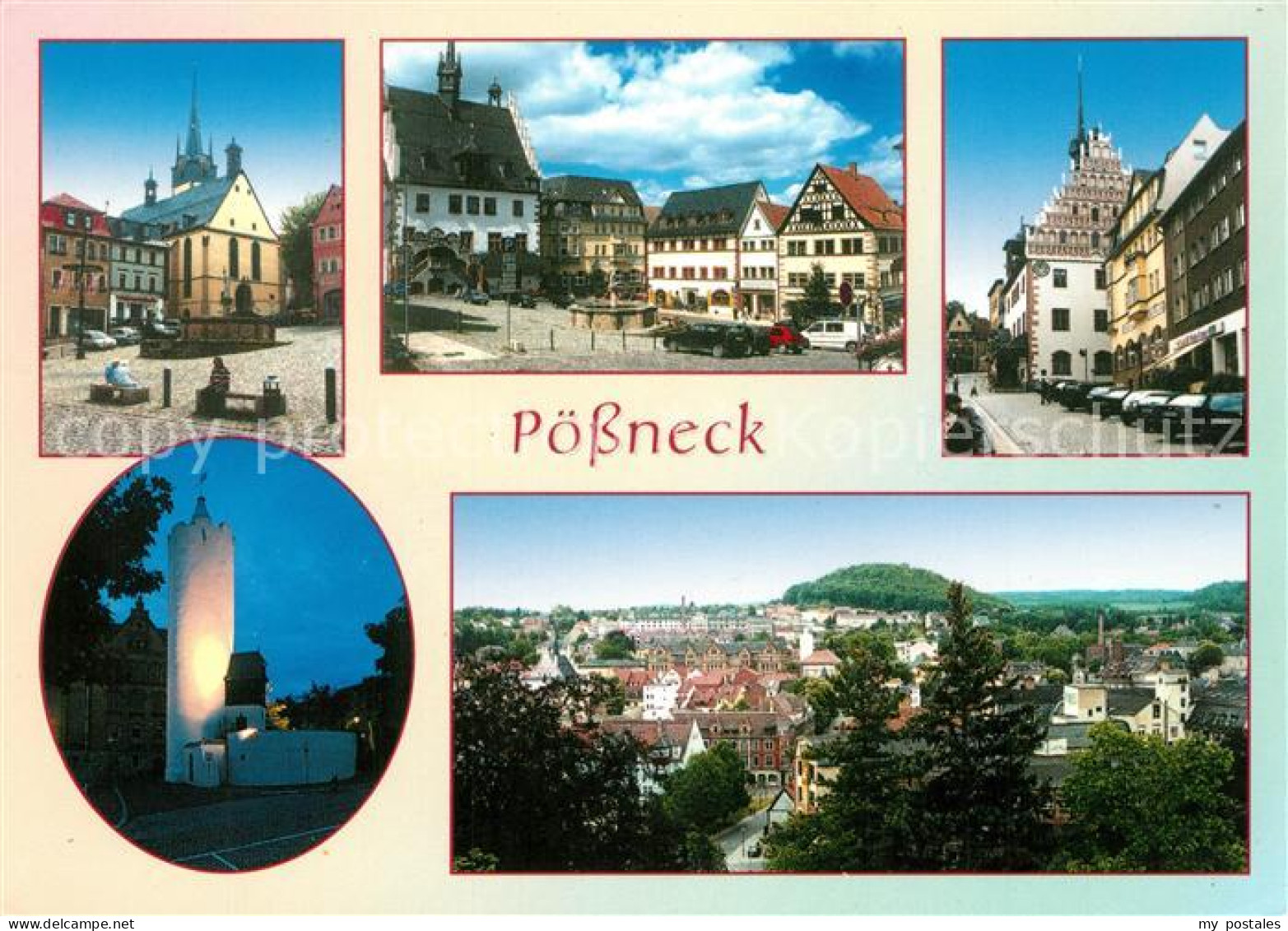 73180391 Poessneck Marktplatz Rathaus Weisser Turm Poessneck - Pössneck