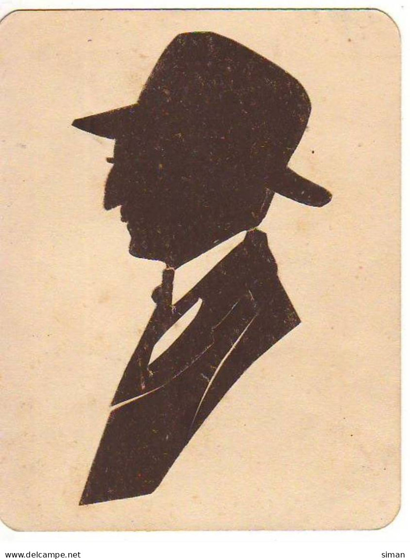 N°21263 - Silhouette - Profil D'un Homme En Costume Et Portant Un Chapeau - Scherenschnitt - Silhouette