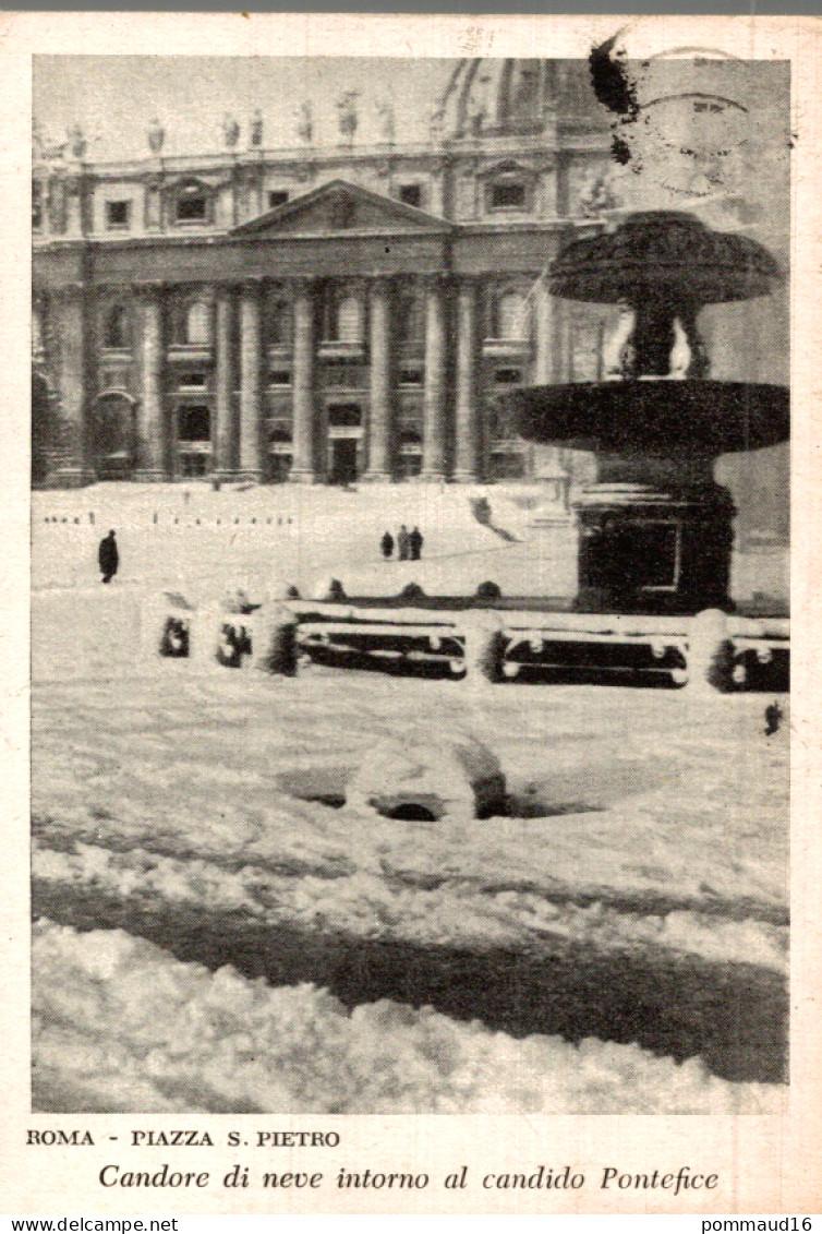 CPSM Roma Piazza S. Pietro Candore Di Neve Intorno Al Candido Pontefice - Places & Squares