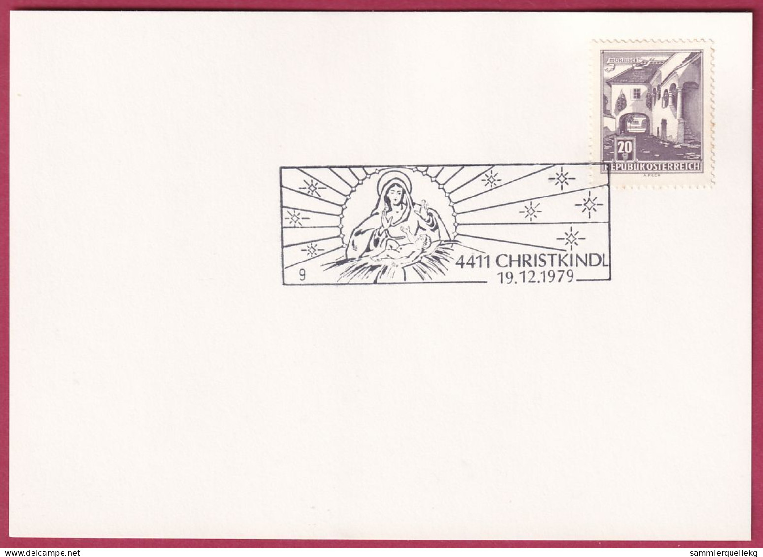 Österreich Sonderstempel Auf Karte, 4411 Christkindl 19. 12. 1979 - Cartas & Documentos
