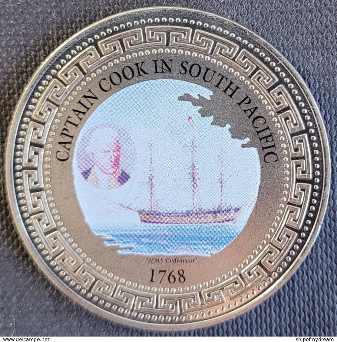 UK Trade Dollar 1998. Captain Cook In South Pacific. HMS Endeavor. 1768 - 2 Pounds