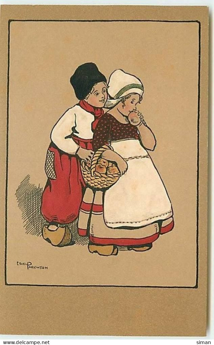 N°10314 - Carte Illustrateur - Ethel Parkinson - Jeunes Hollandais Avec Un Panier De Pommes - Parkinson, Ethel