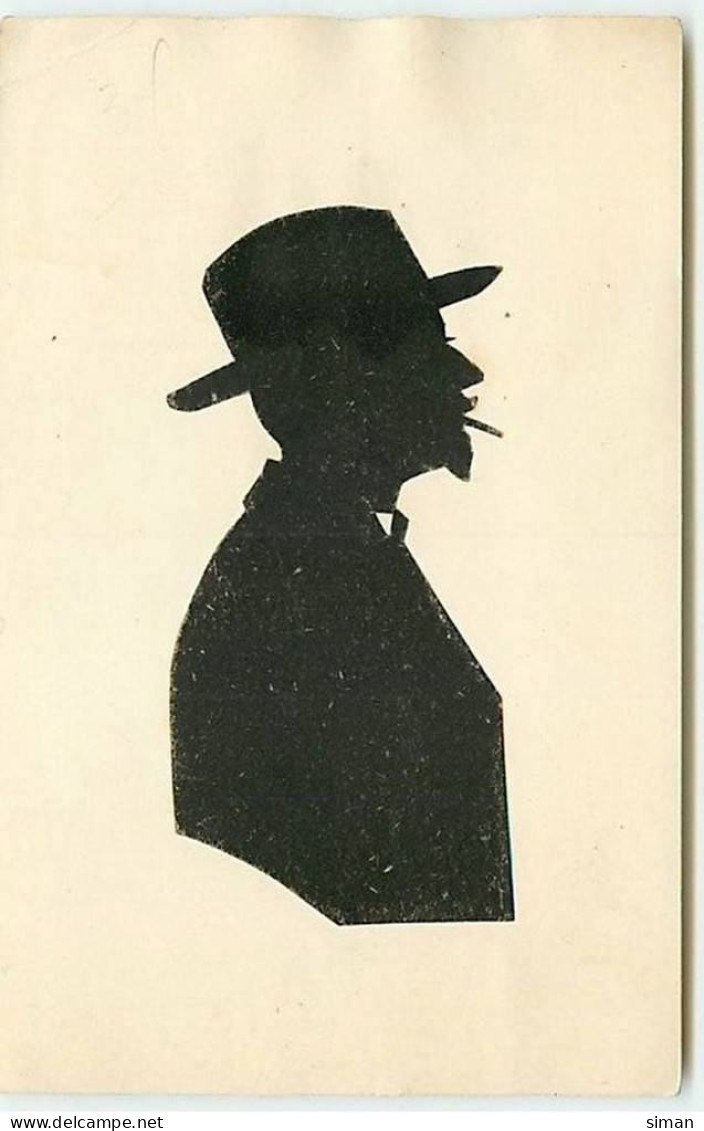 N°11220 - Carte Fantaisie - Silhouette - Homme Avec Un Chapeau Fumant - Scherenschnitt - Silhouette