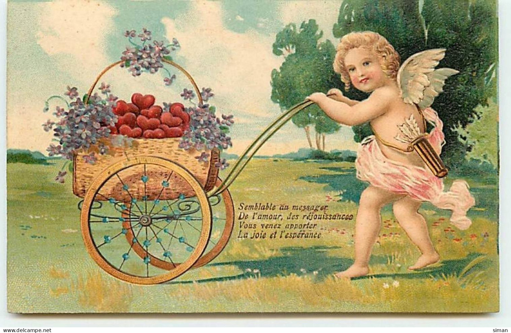 N°11300 - Carte Fantaisie Gaufrée - Semblable Au Messager - Angelot - San Valentino