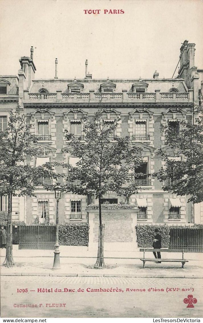 FRANCE - Tout Paris - Vue Générale De L'hôtel Du Duc De Cambacérès - Avenue D'Iéna - Carte Postale Ancienne - Other Monuments