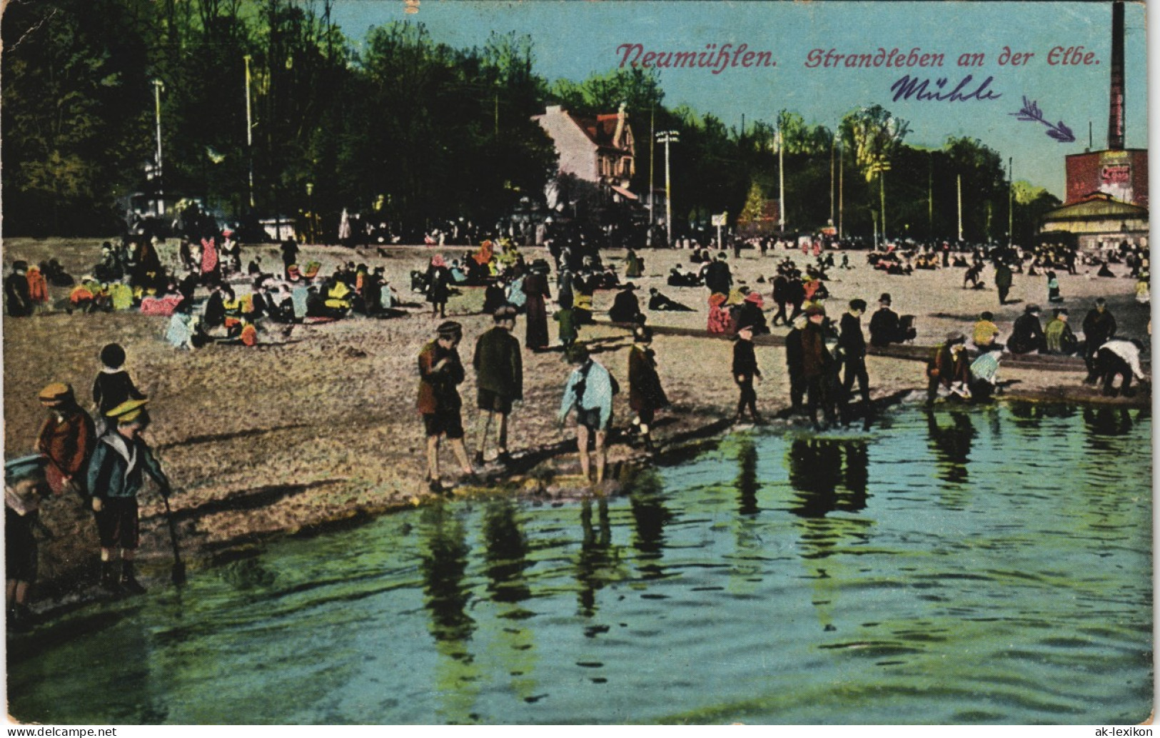 Ansichtskarte Ottensen-Hamburg Strandleben - Mühle 1915 - Altona