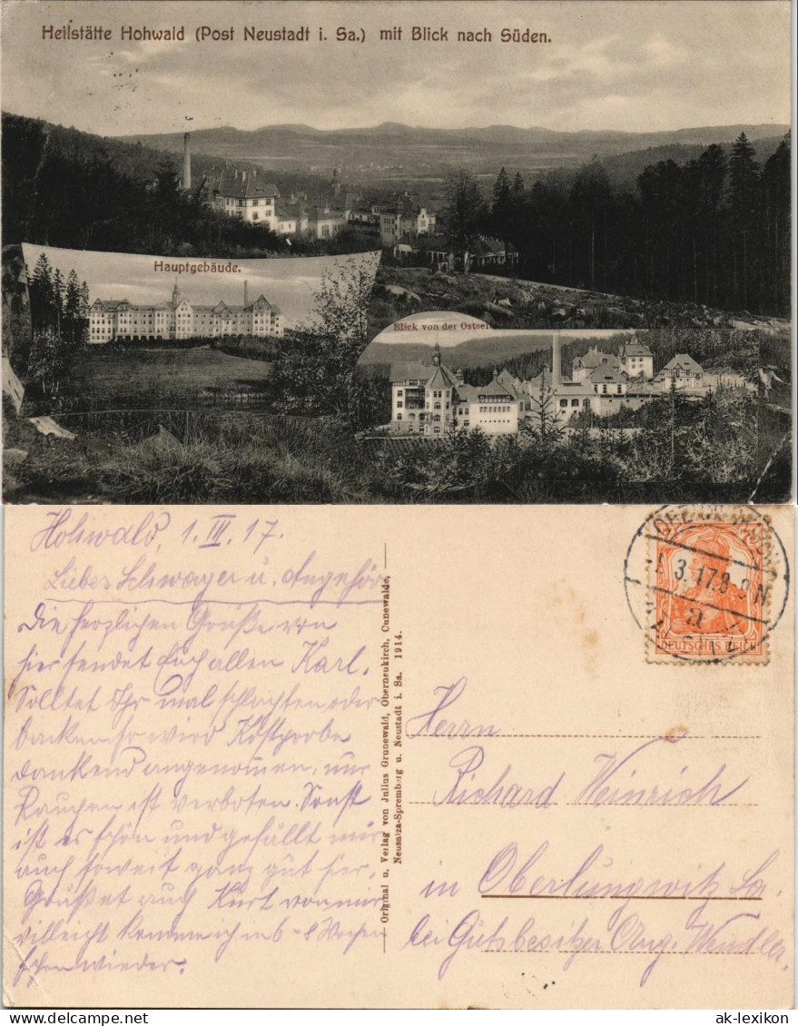 Hohwald (Sachsen) Hauptgebäude. Blick Von Der Ostsen - 3 Bild 1917 - Hohwald (Sachsen)