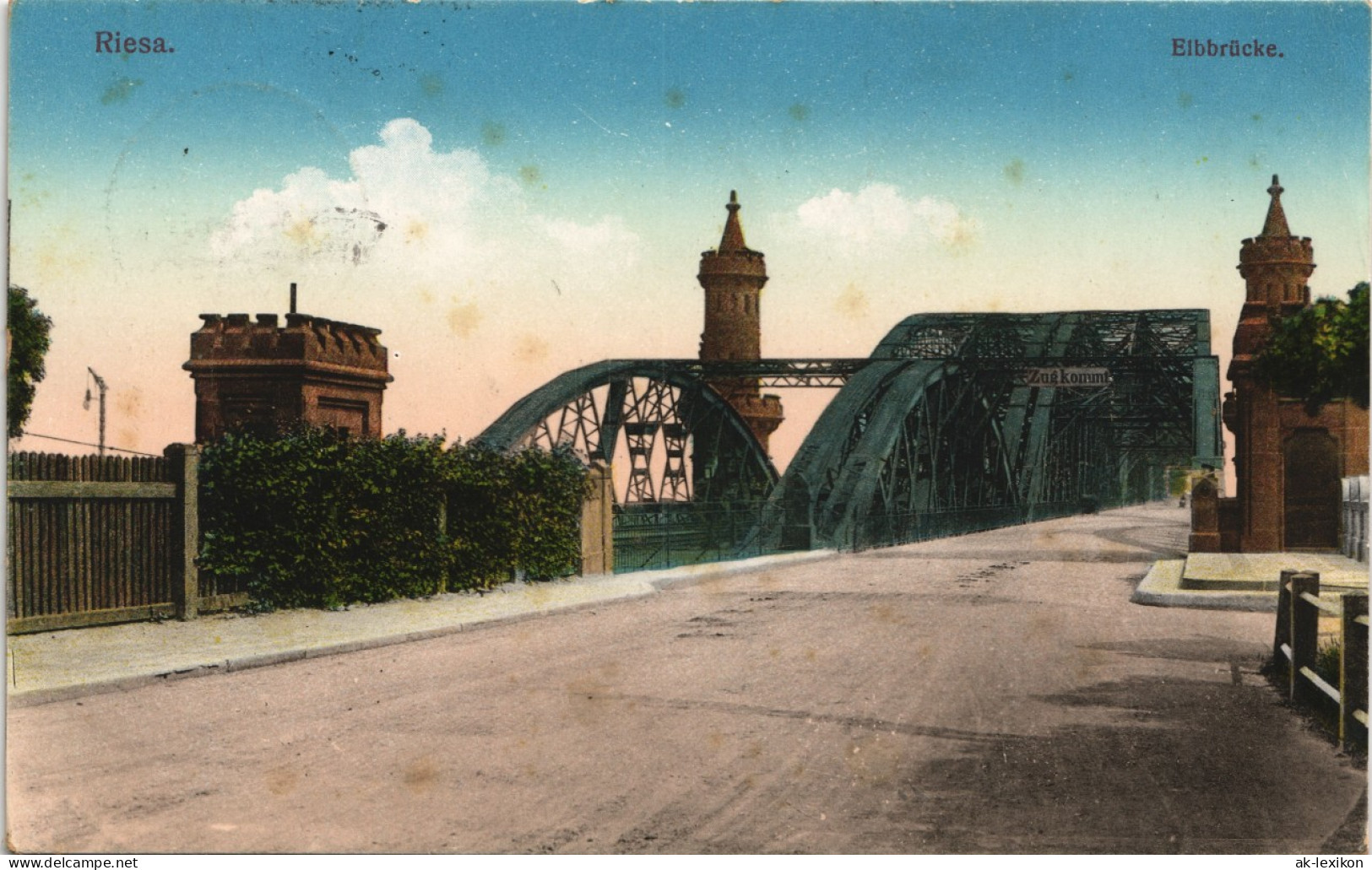 Ansichtskarte Riesa Partie Auf Der Elbbrücke 1916  Gel. Feldpost WK1 - Riesa