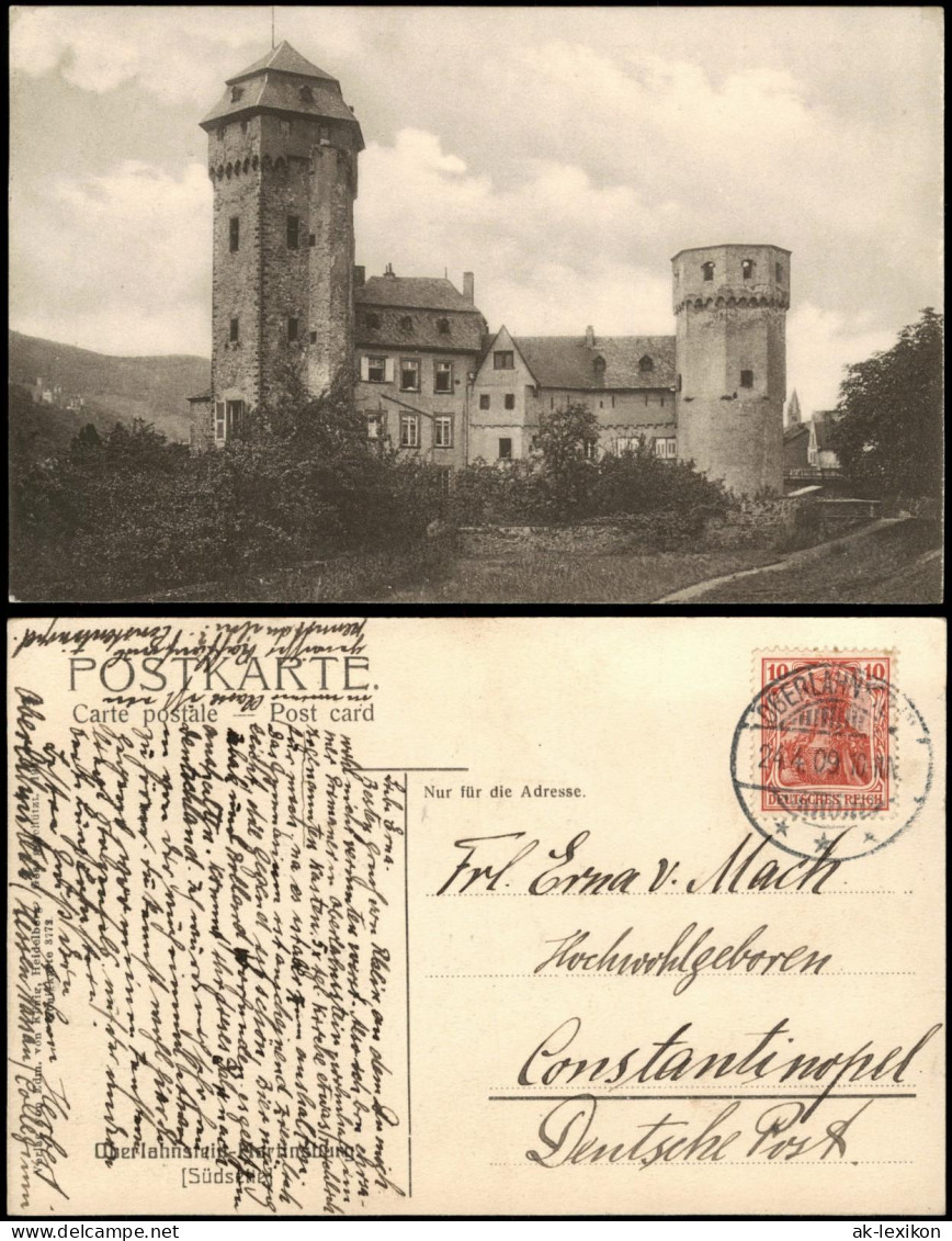 Ansichtskarte Oberlahnstein-Lahnstein Schloss (Castle) - Südseite 1909 - Lahnstein