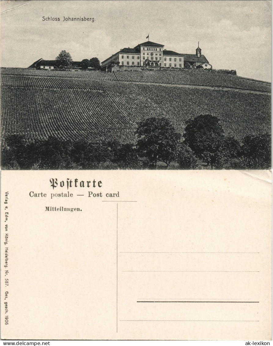 Ansichtskarte Oestrich-Winkel Schloss Johannisberg, Weinberg 1906 - Oestrich-Winkel