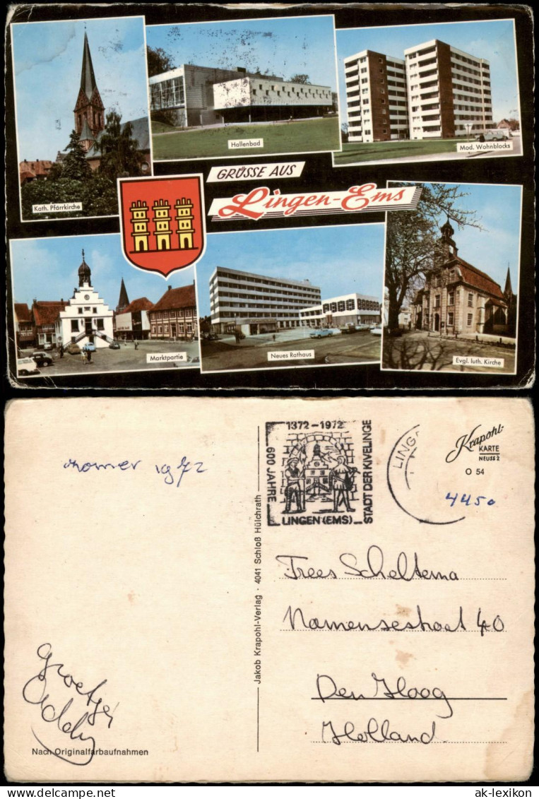 Lingen (Ems) Mehrbild-AK Mit Hallenbad, Wohnblocks, Rathaus Uvm. 1972 - Lingen