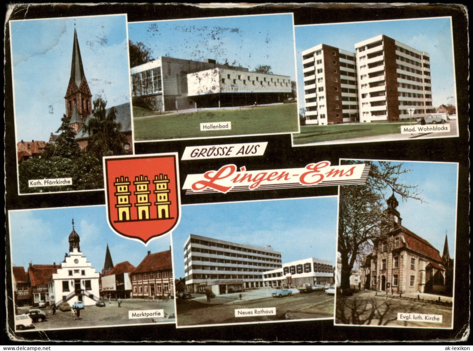 Lingen (Ems) Mehrbild-AK Mit Hallenbad, Wohnblocks, Rathaus Uvm. 1972 - Lingen