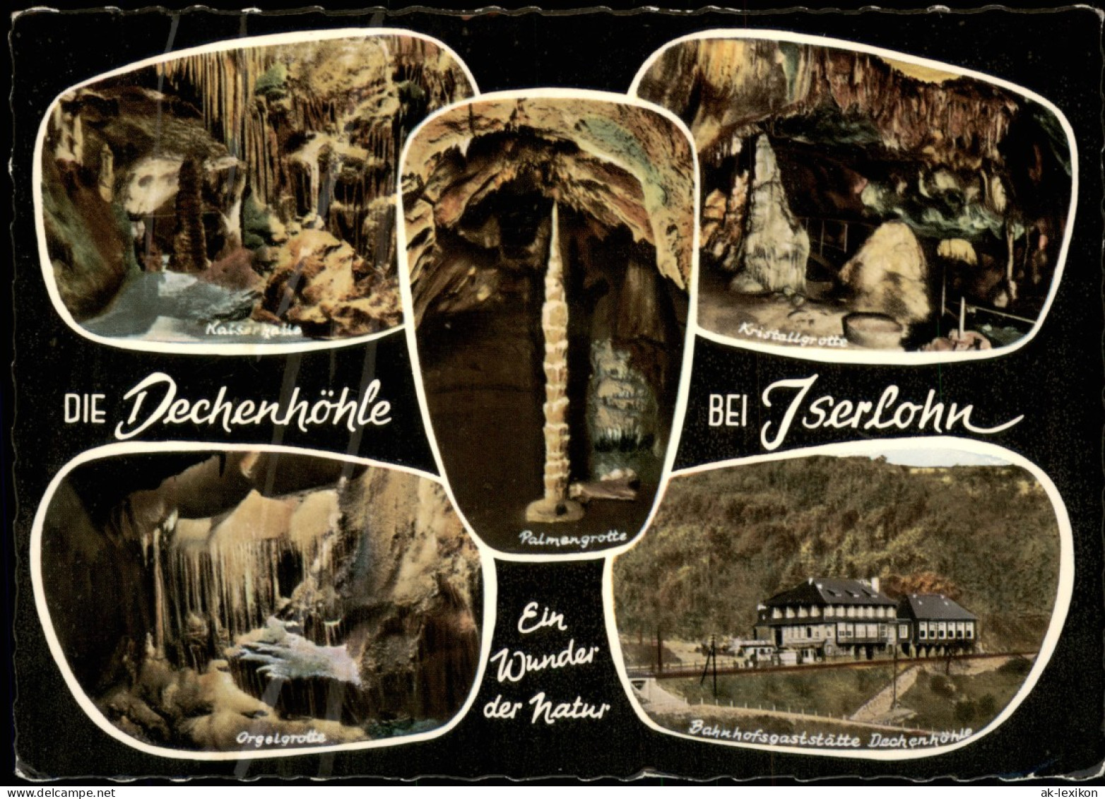 Grüne-Iserlohn Mehrbildkarte Dechenhöhle U. Bahnhofs-Gaststätte 1960 - Iserlohn