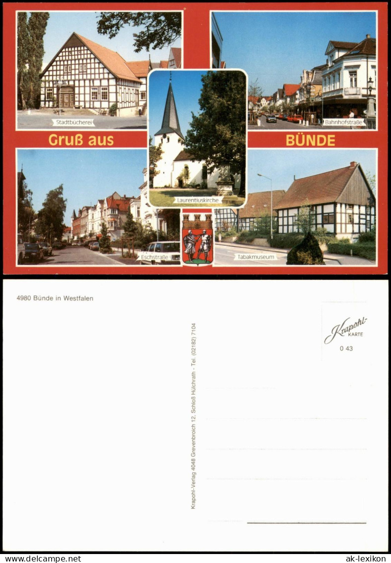 Bünde Mehrbild-AK Mit Bücherei, Bahnhofstr., Tabak-Museum Uvm. 1980 - Bünde