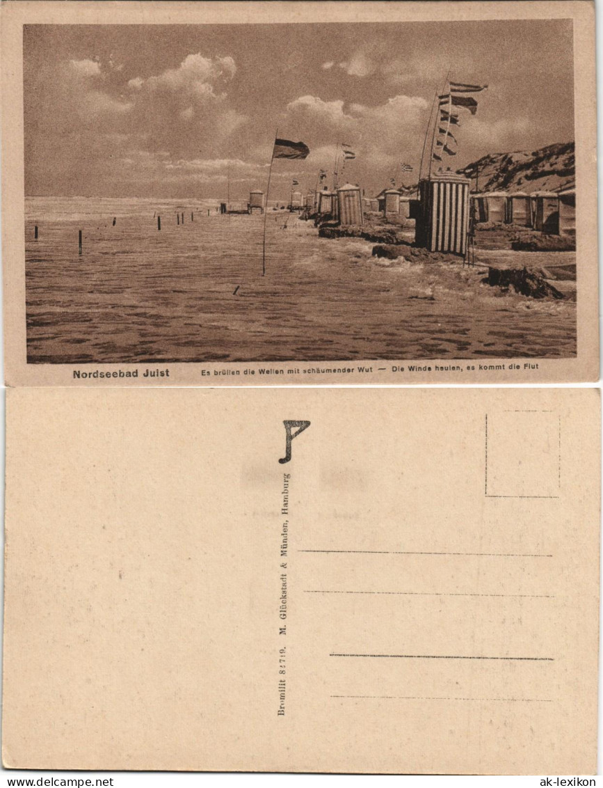 Ansichtskarte Juist Strand Bei Stürmender Flut 1928 - Juist