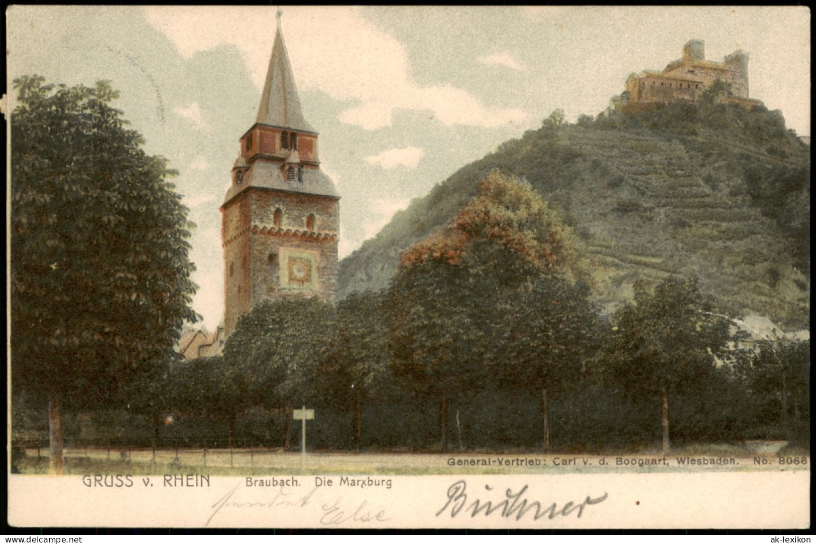 Ansichtskarte Braubach Stadtpartie, Marksburg - Colorierte AK 1903 - Braubach