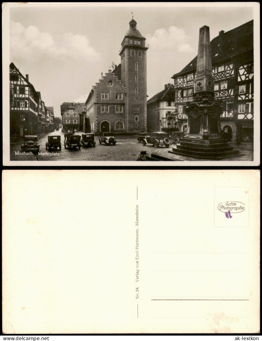 Ansichtskarte Mosbach (Baden) Marktplatz; Auto 1932 - Mosbach