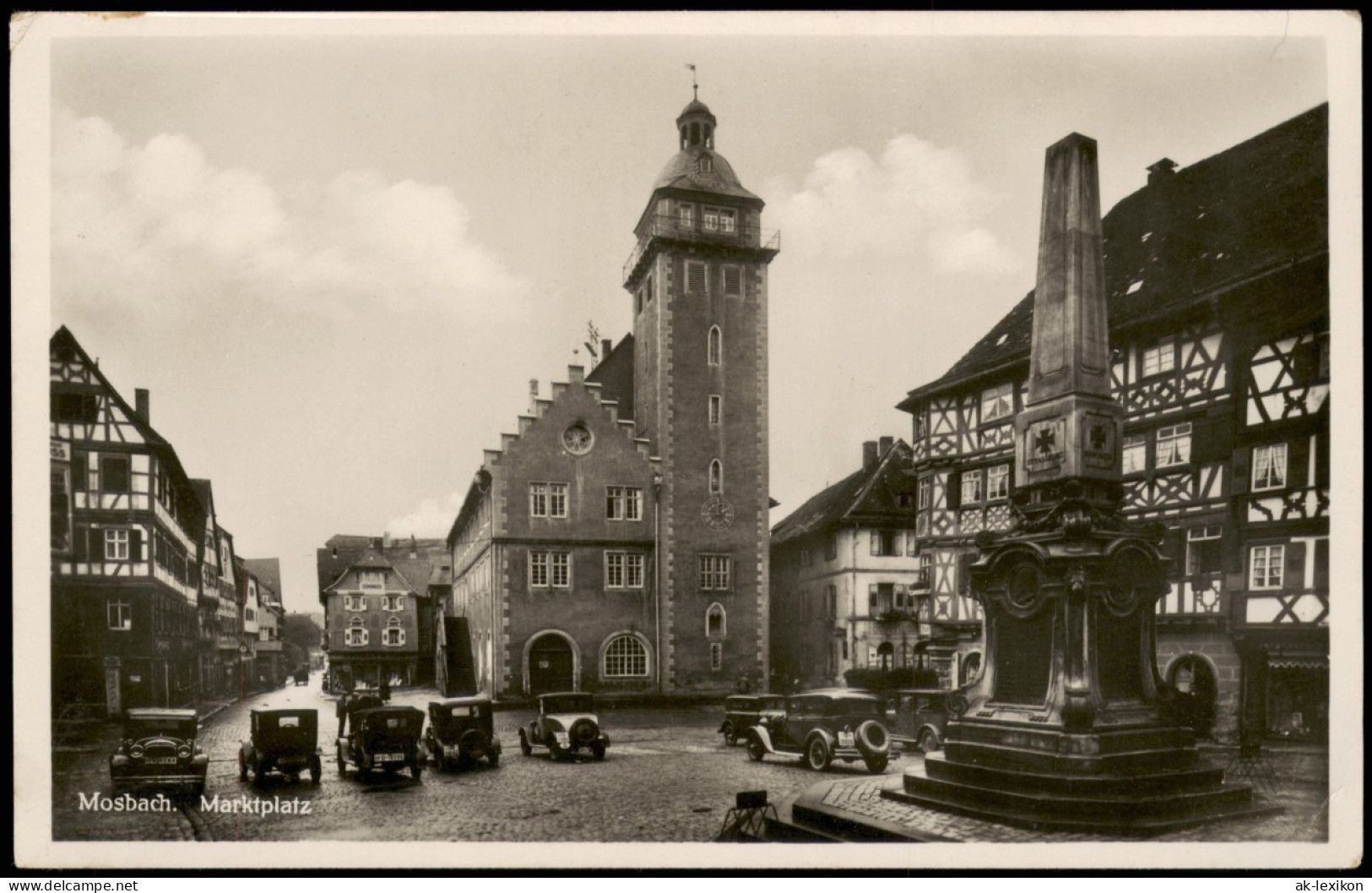 Ansichtskarte Mosbach (Baden) Marktplatz; Auto 1932 - Mosbach