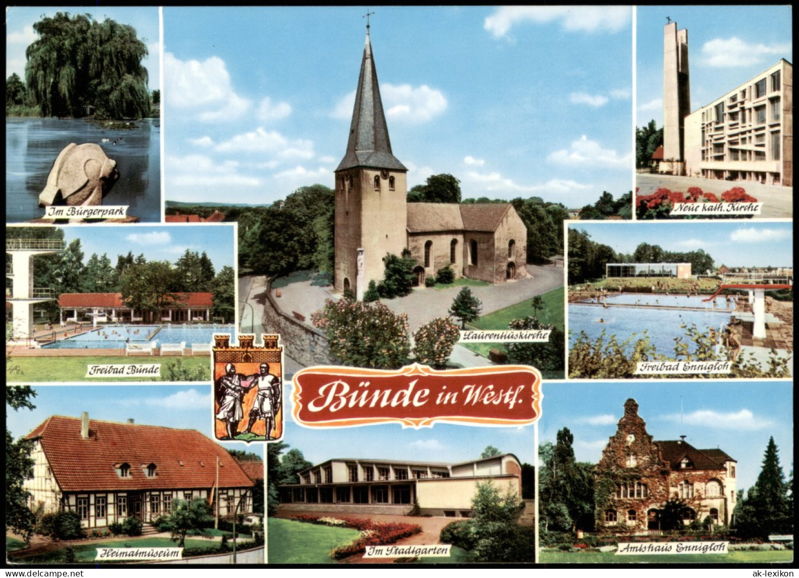 Ansichtskarte Bünde Kirchen, Museum, Amtshaus Uvm 1985 - Buende