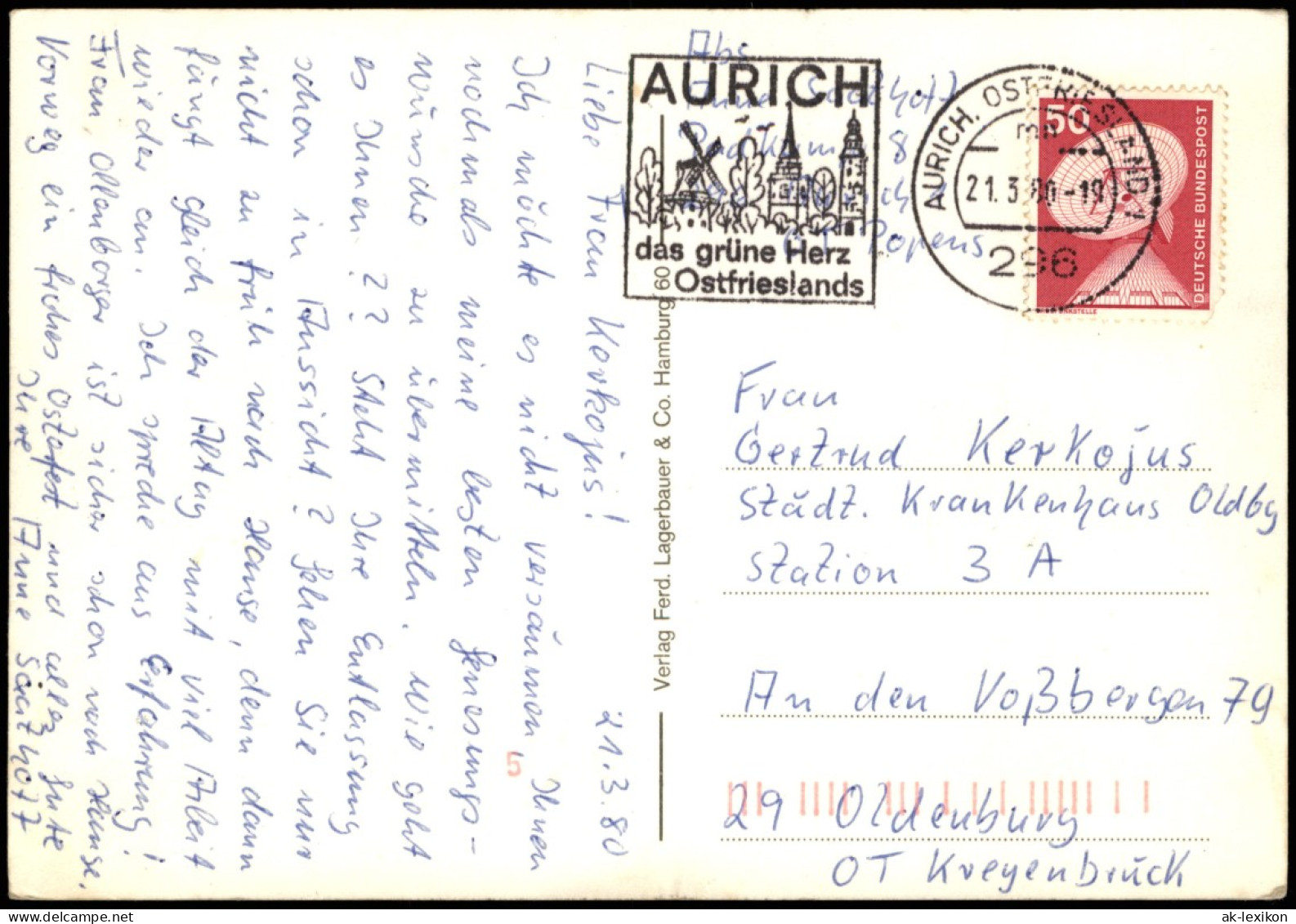 Aurich-Leer (Ostfriesland) Stadtteilansichten, Ortsansichten Mehrbildkarte 1980 - Aurich