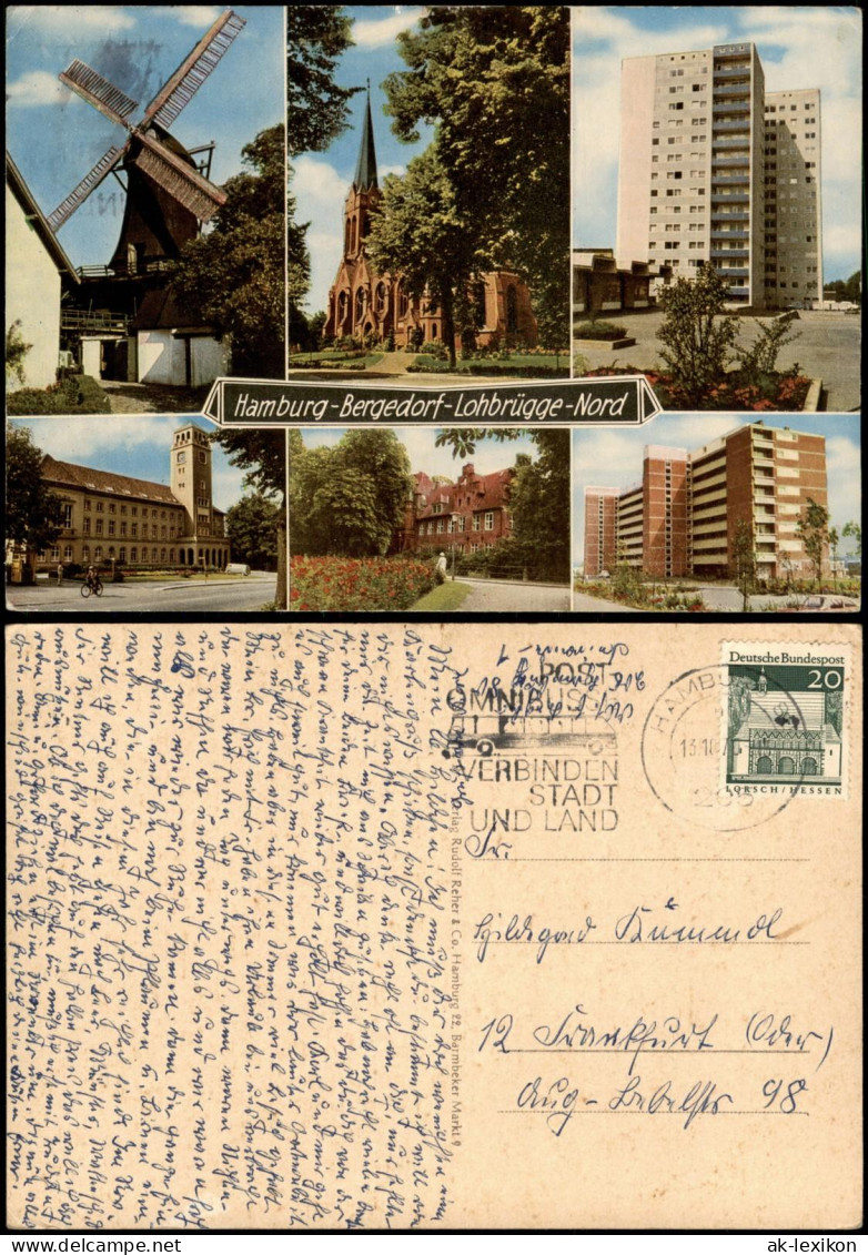 Bergedorf-Hamburg Windmühle, Hochhäuser, Kirche - Lohbrügge Nord 1970 - Bergedorf