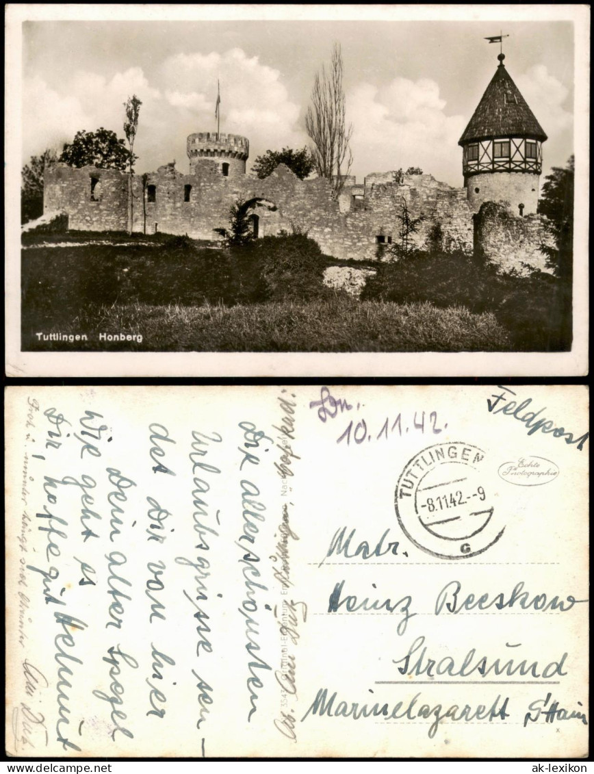 Ansichtskarte Tuttlingen  Partie Mit Burg Honberg 1942 Feldpost WK2 Gelaufen - Tuttlingen